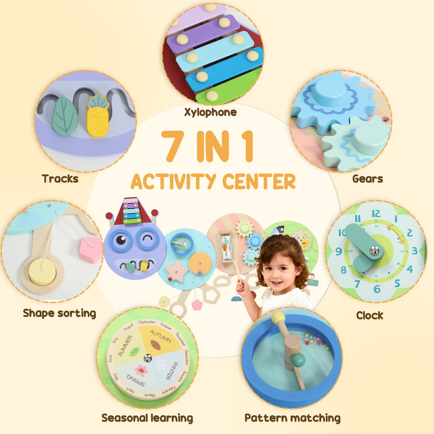Caterpillar Busy Board, Sensory Wall Toy for Toddlers 3+