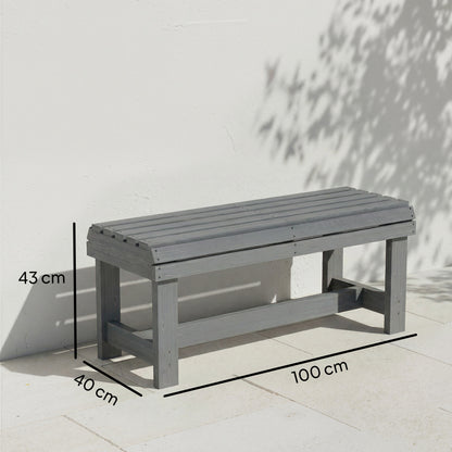 Wooden Garden Bench, 2 Seater Slatted Outdoor Bench, Grey