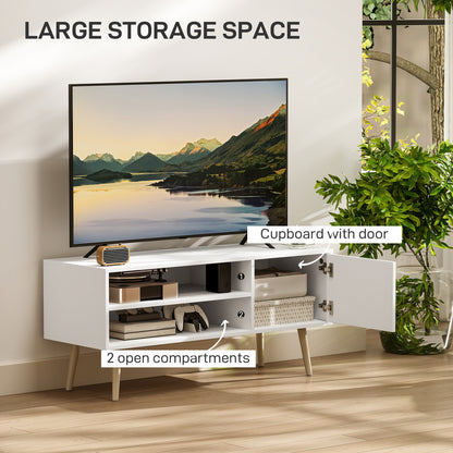 TV Unit Cabinet for TVs up to 55Inches with Cupboard Shelves, White
