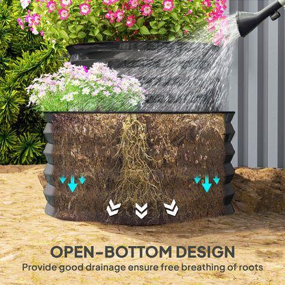 Warehouse Clearance Sale - 2-Tier Galvanised Raised Garden Bed with Safety Edging, Dark Grey