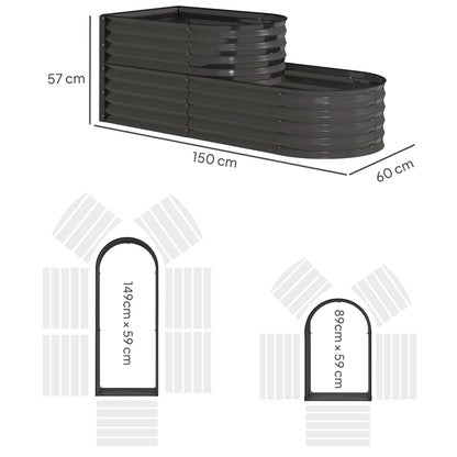 Warehouse Clearance Sale - 2-Tier Galvanised Raised Garden Bed with Safety Edging, Dark Grey