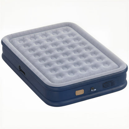 Inflatable Mattress, Double Air Bed with Built-in Pump, Grey