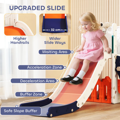 5 in 1 Toddler Slide Set with Basketball Hoop for Age 1-3, Orange