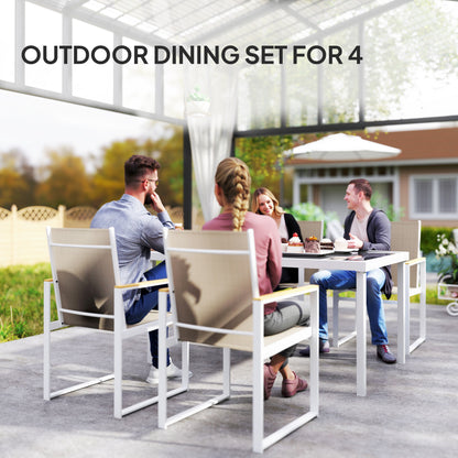 5 Piece Garden Table and Chairs with Tempered Glass Table Top
