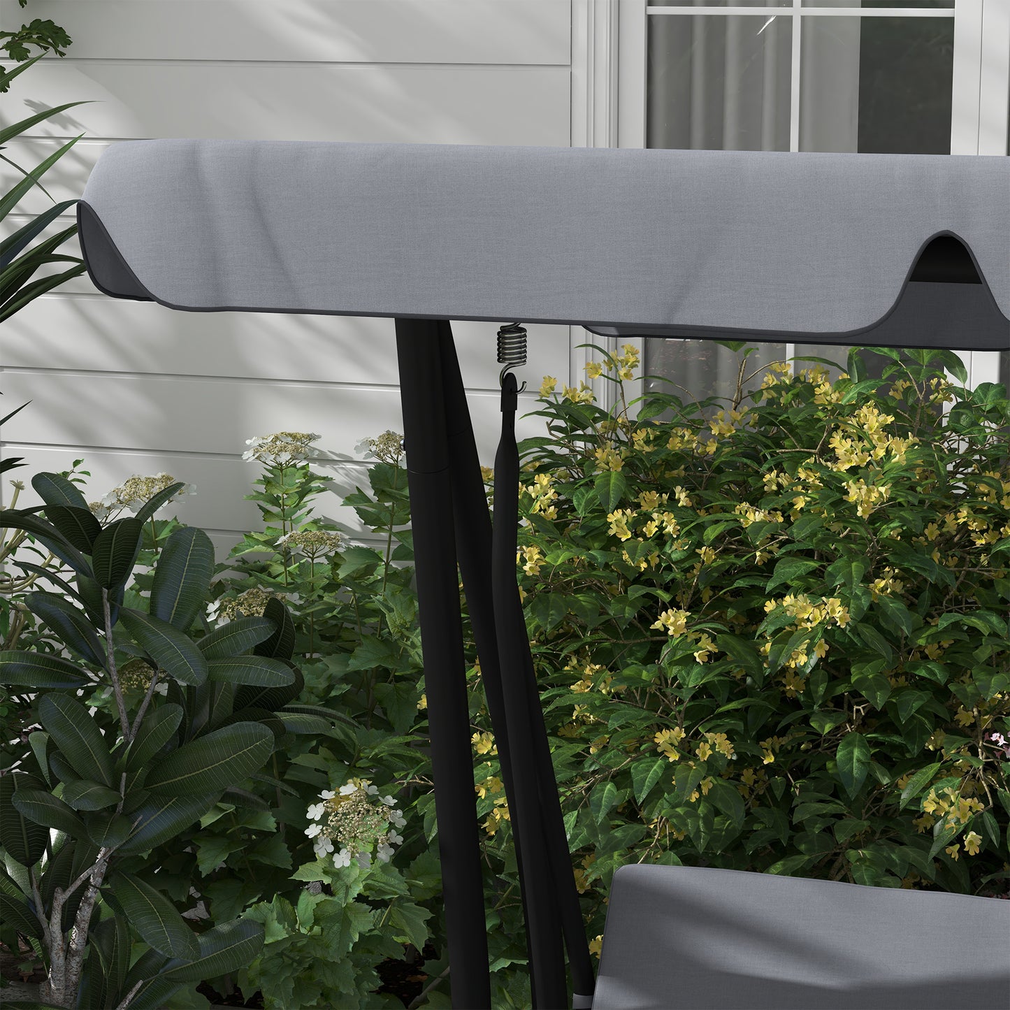2-in-1 Garden Swing Chair for 3 Person w/ Adjustable Canopy Grey