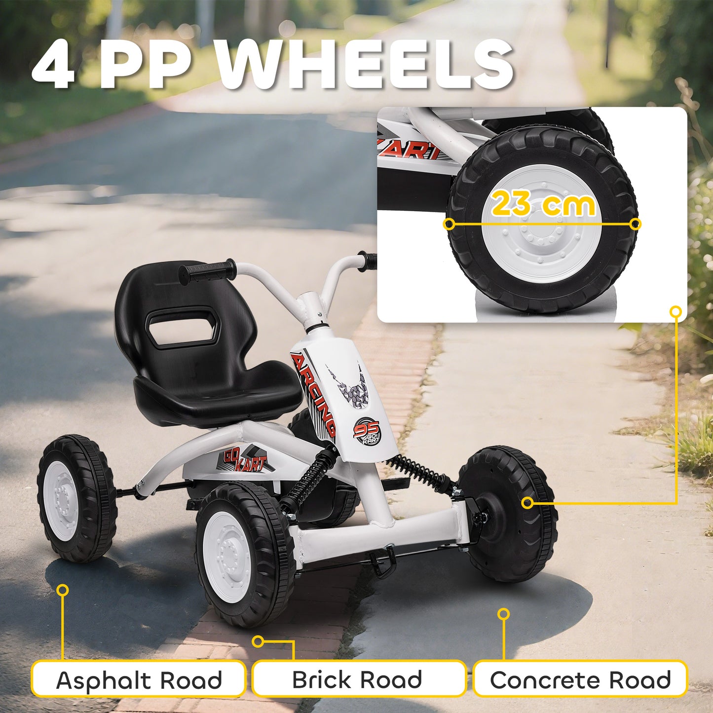 Pedal Go Kart, Go Kart for Kids Ages 2-5 Years, White