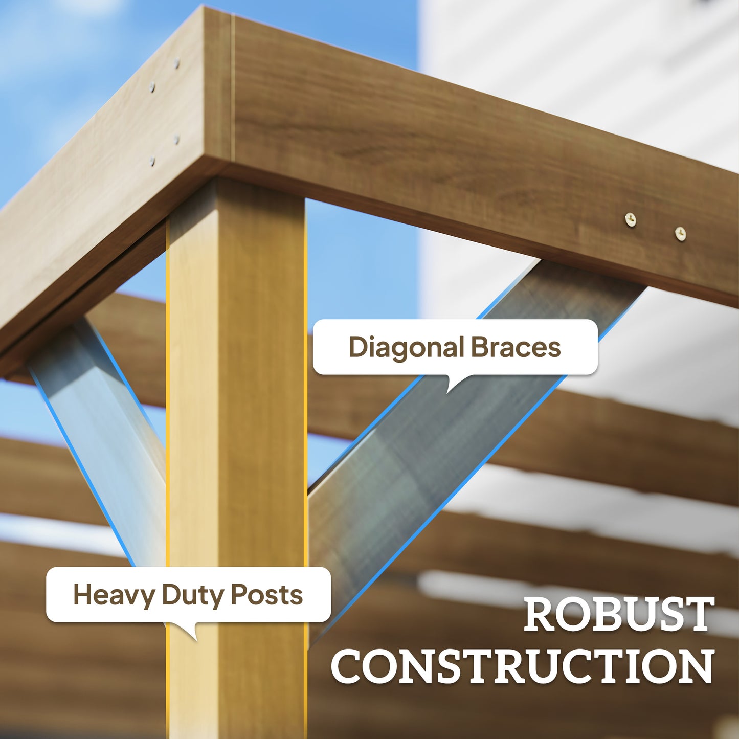 Lean-To Wooden Pergola Kit, Grape Trellis with Stable Structure