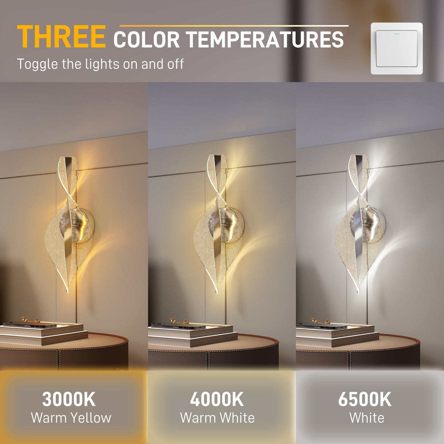 Led Wall Lamp 2 Pack, Modern Indoor Spiral Wall Light, Silver