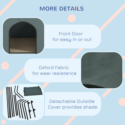 Dog House Outdoor Elevated Dog Bed with Removable Cover, Grey