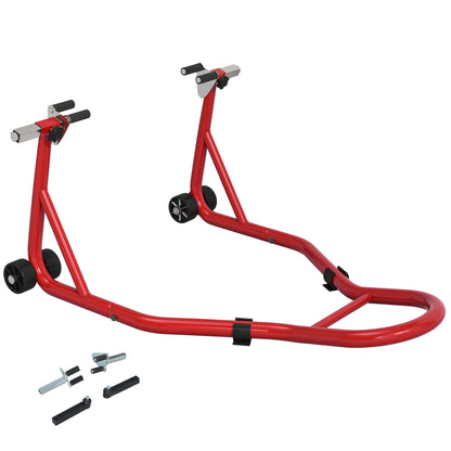 Rear Motorcycle Paddock Stand with U&L Shaped Adapters, Red