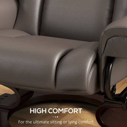 Massage Recliner Chair with Footstool and Adjustable Backrest, Brown