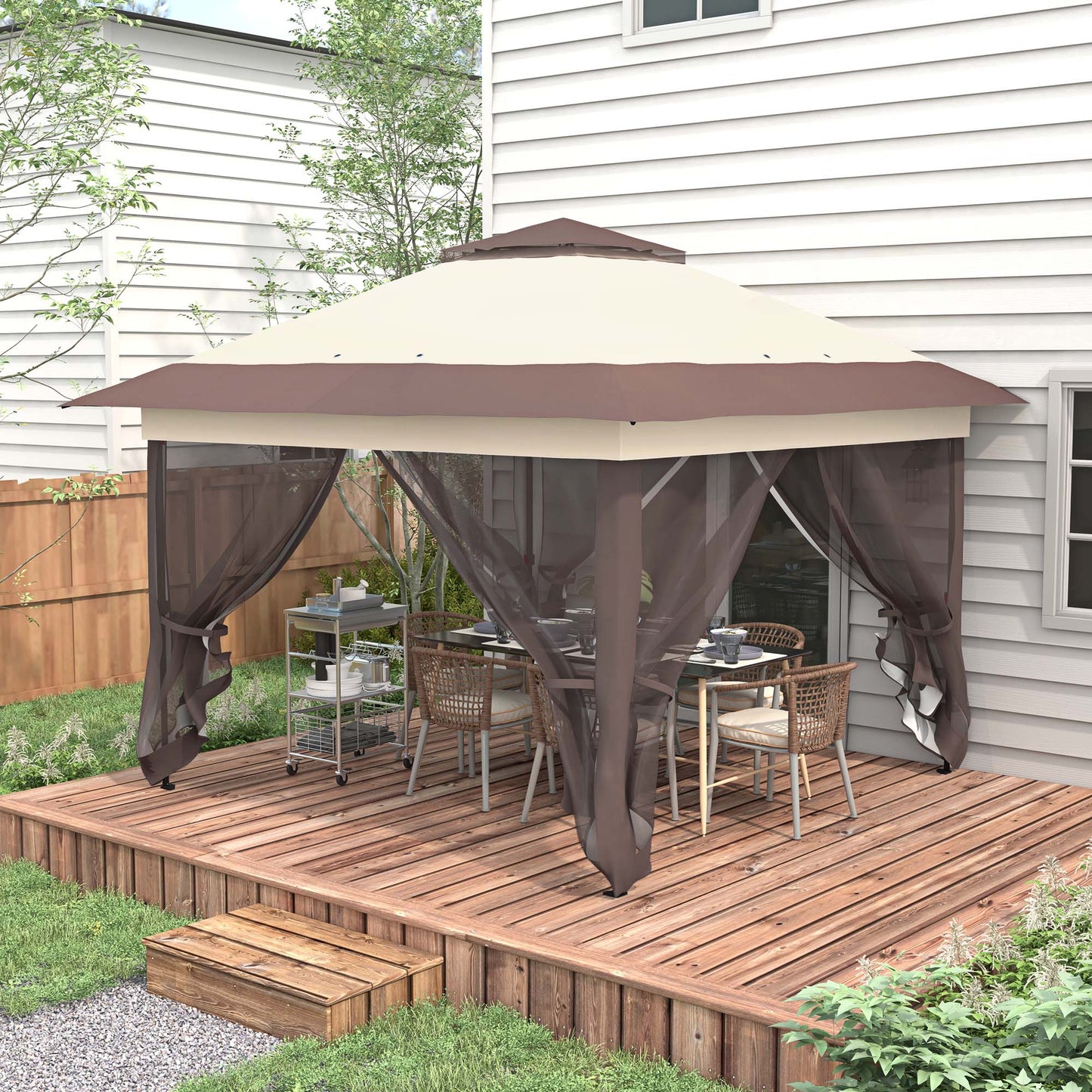 3.6 x 3.6m Pop-up Tent Gazebo Instant Canopy Steel w/ Roller Bag