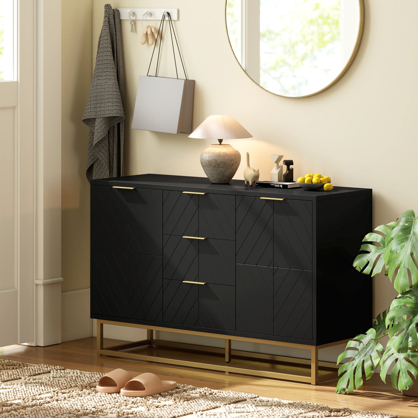 182 cm Tall Bathroom Cabinet with Adjustable Shelves, Natural