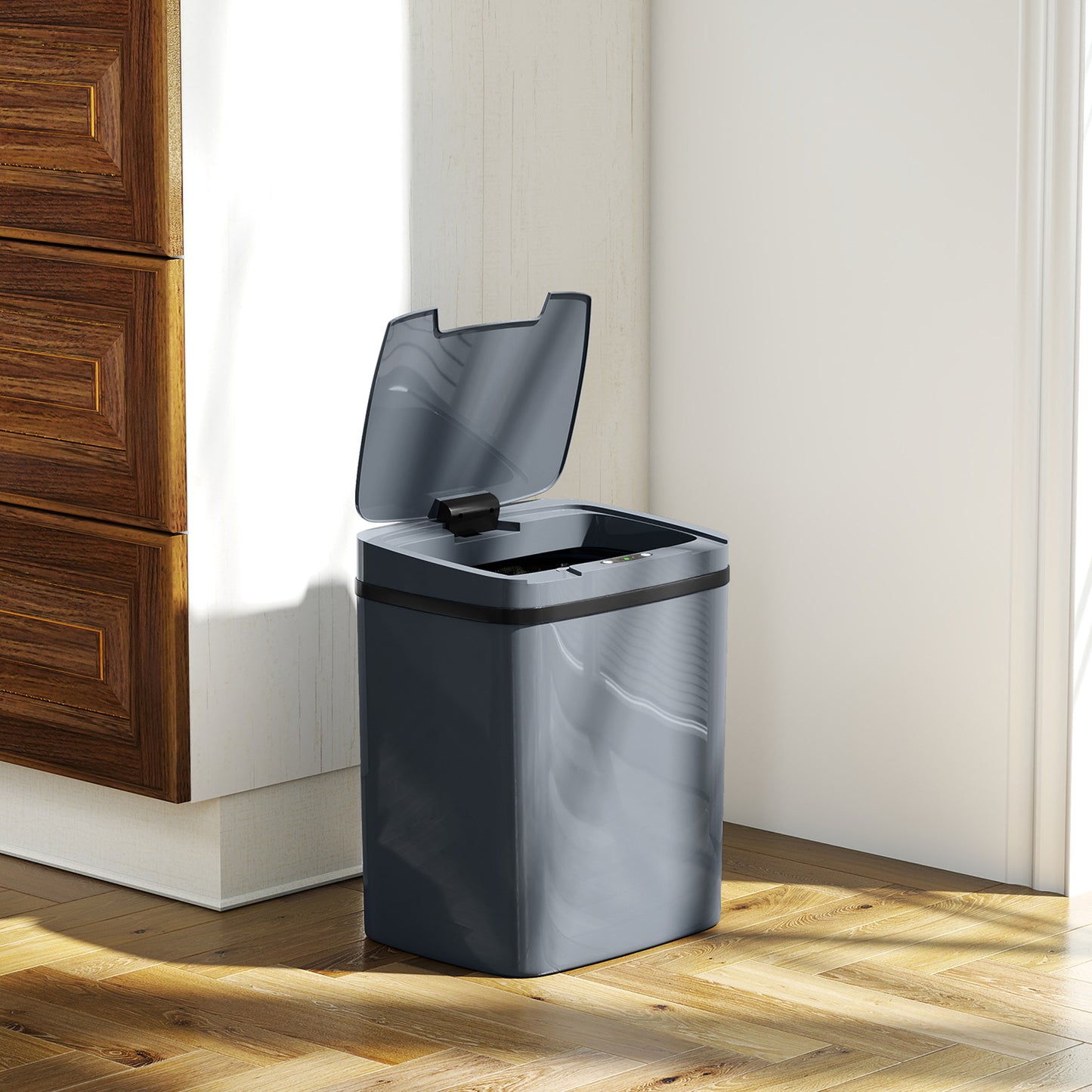 5-Tier Kitchen Island on Wheels with 5 Pull-Out Baskets, Light Grey