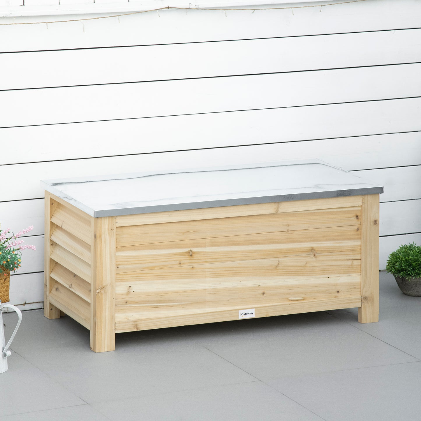 155L Outdoor Storage Box, Wooden Outside Tool organiser Container