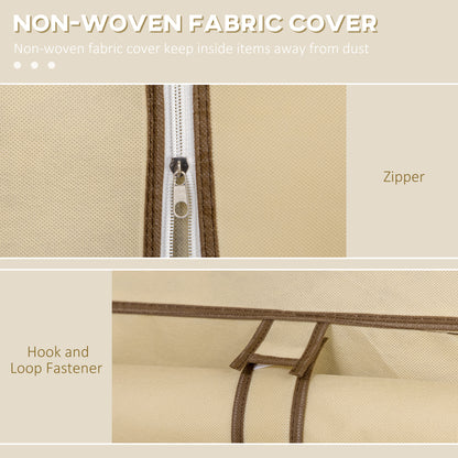 Fabric Portable Wardrobe with 8 Shelves 2 Hanging Rails, Beige