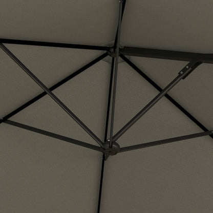 2.5M Offset Roma Patio Umbrella W/ 360° Rotation, Light Grey
