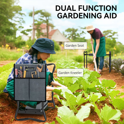 Garden Kneeler Foldable Seat Bench EVA Foam Pad with Tool Bag Pouch