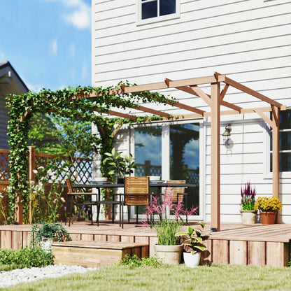 4x3 m Garden Wooden Pergola Gazebo Grape Trellis, Maple Wood-effect