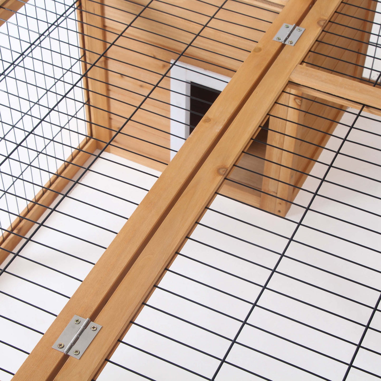 Rabbit Hutch, Guinea Pig House Outdoor Cage w/Openable Top, Yellow