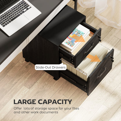 Roll File Cabinet with Drawer, Organiser Letter Size, Black