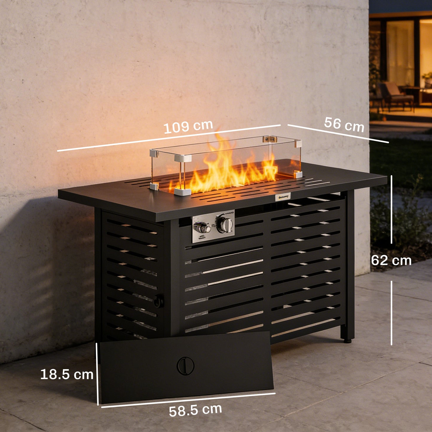 Table W/ Rain Cover 50,000 BTU Outdoor Firepit