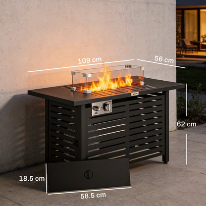 Table W/ Rain Cover 50,000 BTU Outdoor Firepit