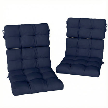 2pc Outdoor Seat Cushion with Backrest, Ties, for Garden, Dark Blue