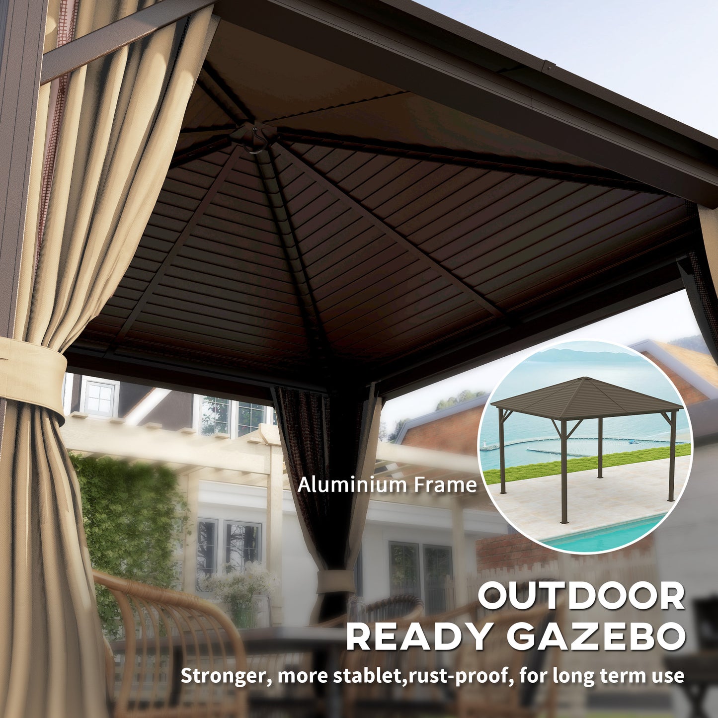 3x3(m) Hardtop Gazebo Outdoor Shelter with Aluminium Frame