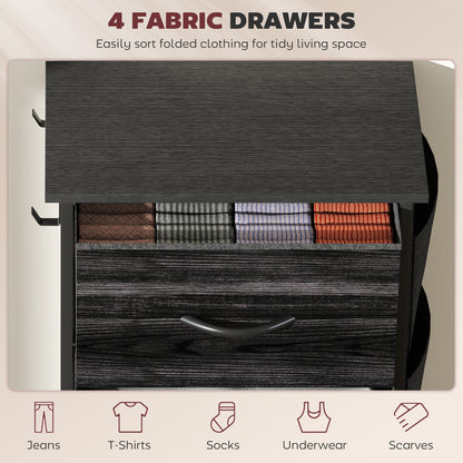 Fabric Chest of Drawers, 4 Drawer Dresser for Bedroom, Black