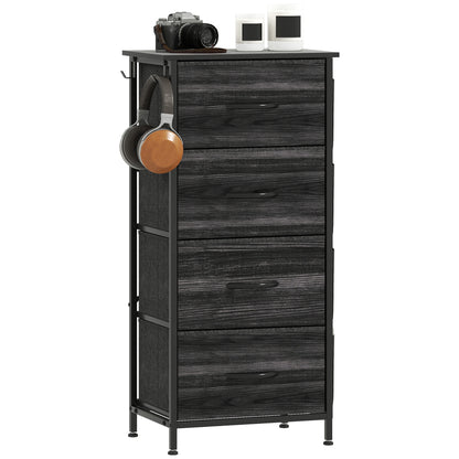 Fabric Chest of Drawers, 4 Drawer Dresser for Bedroom, Black