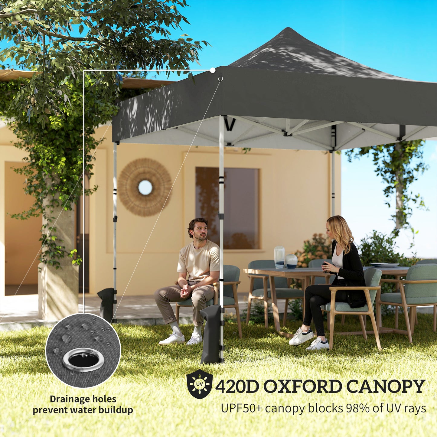 3 x 3 m Heavy Duty Pop Up Gazebo with Sides, UPF50+ Marquee Gazebo