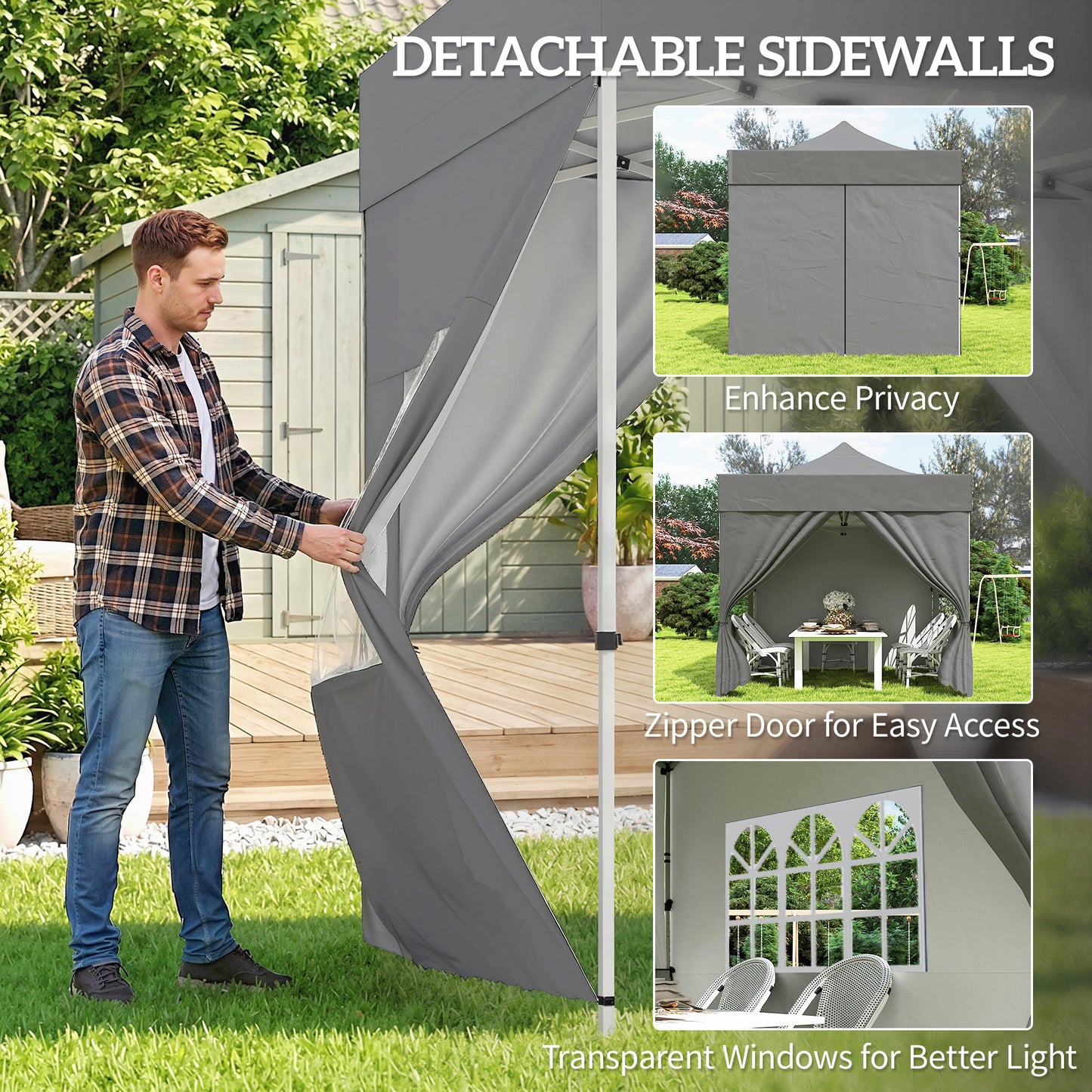 3 x 3 m Heavy Duty Pop Up Gazebo with Sides, UPF50+ Marquee Gazebo