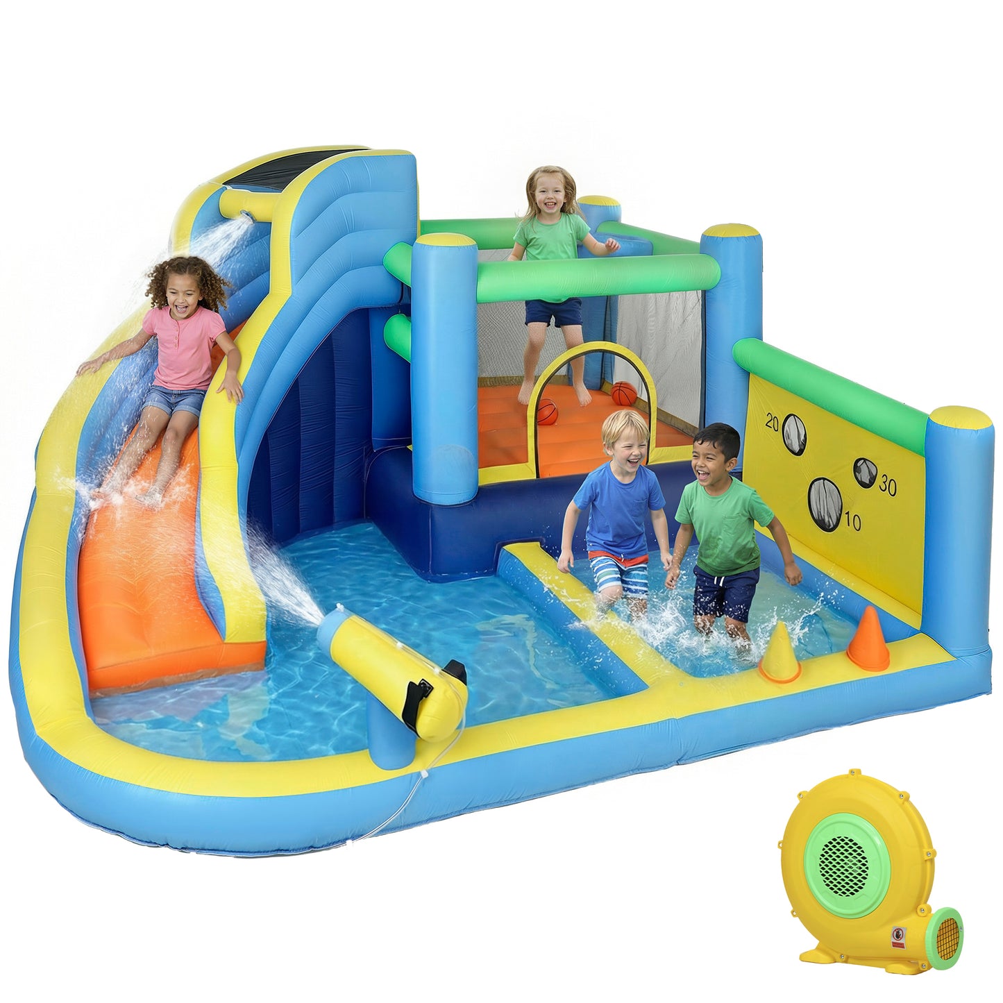 8 in 1 Bouncy Castle for Kids, Inflatable Bounce House with Slide