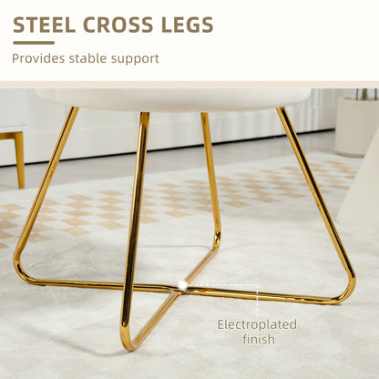 Accent Chair, Velvet Armchair with Lotus Backrest, Steel Legs, Cream