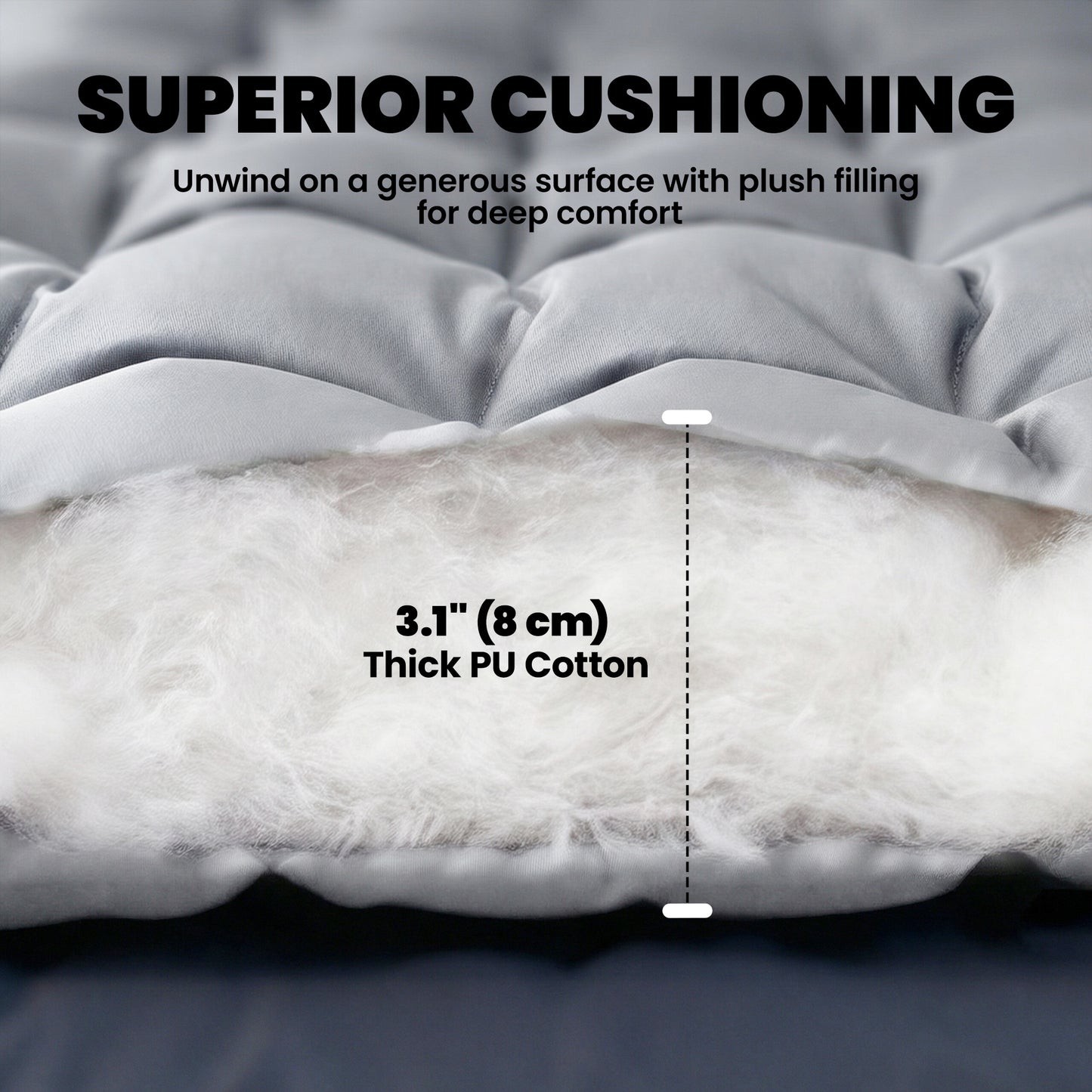 Sleeping Mat, Foldable Camping Pad with Elastic Straps Light Grey
