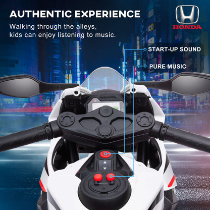 Honda Licensed 6V Kids Electric Motorbike Ride On Car for 3-5 Years White