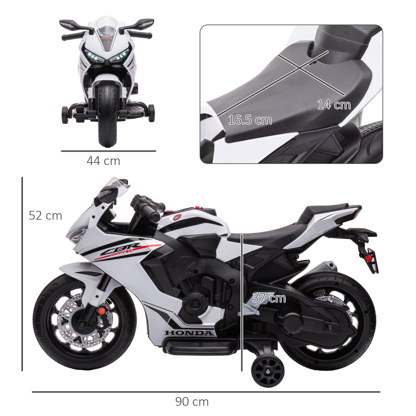 Honda Licensed 6V Kids Electric Motorbike Ride On Car for 3-5 Years White