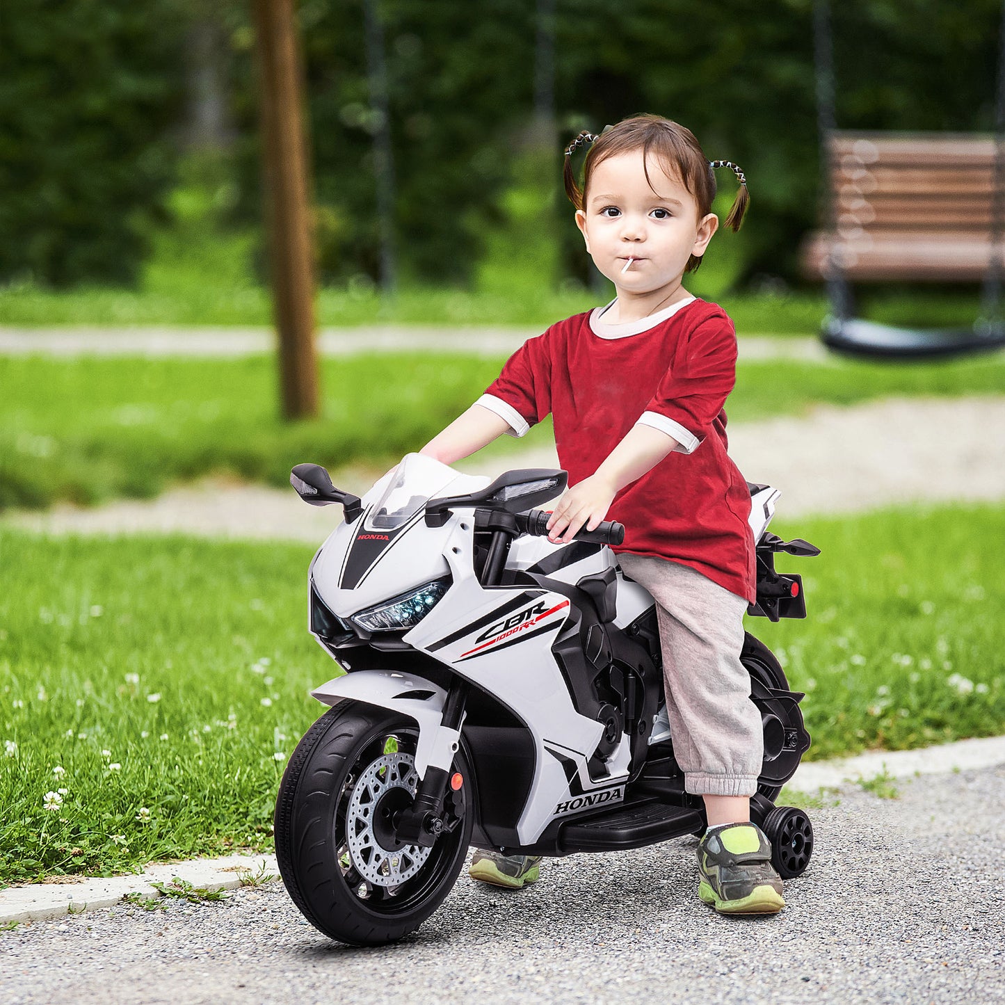 Honda Licensed 6V Kids Electric Motorbike Ride On Car for 3-5 Years White