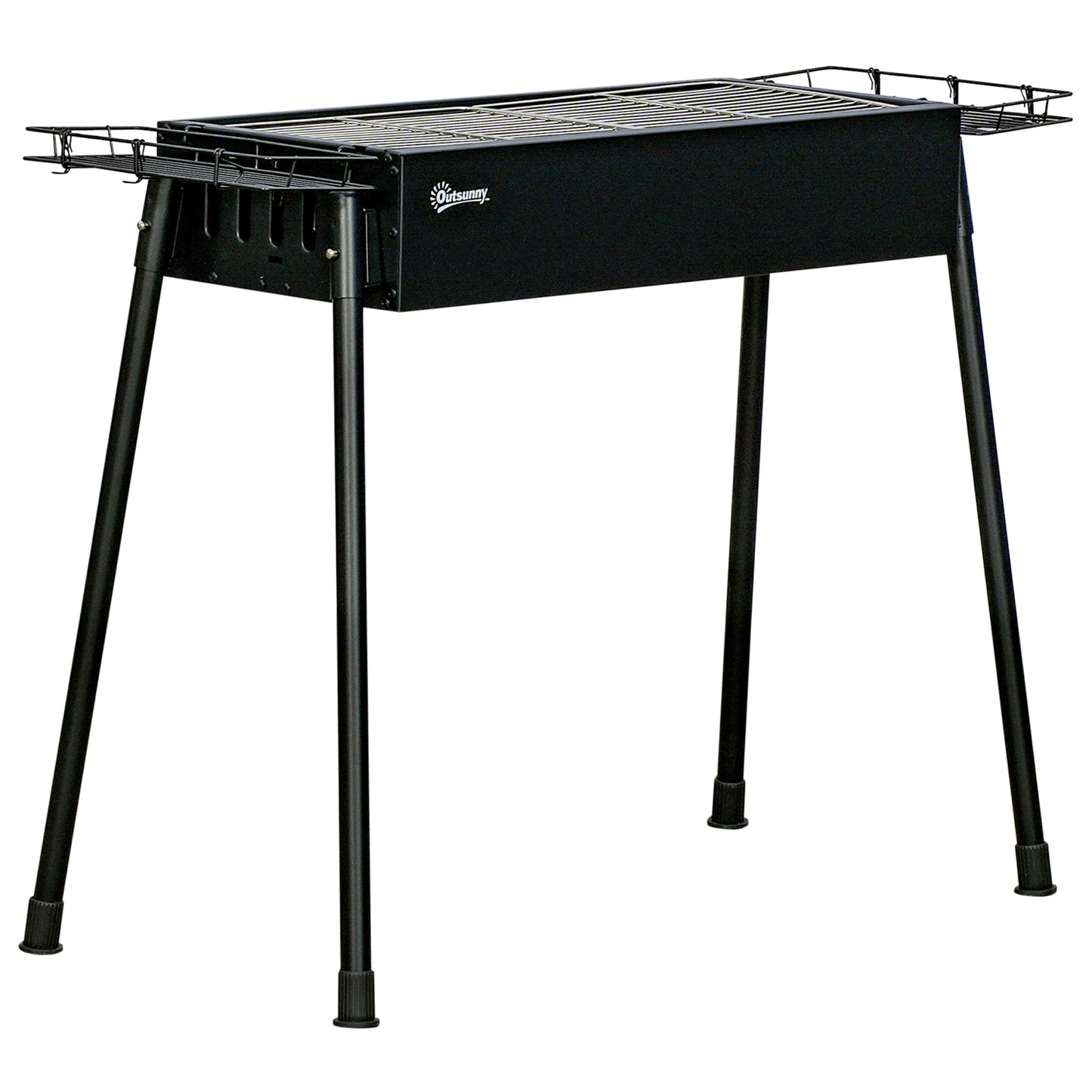 Portable Charcoal Barbecue Grill with Seasoning Baskets and Hooks