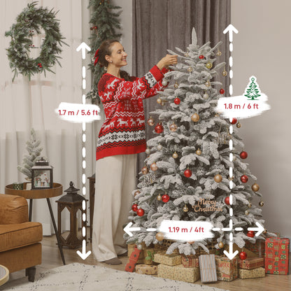 6 ft Artificial Christmas Tree with 1182 Branches, Hinged Xmas Tree