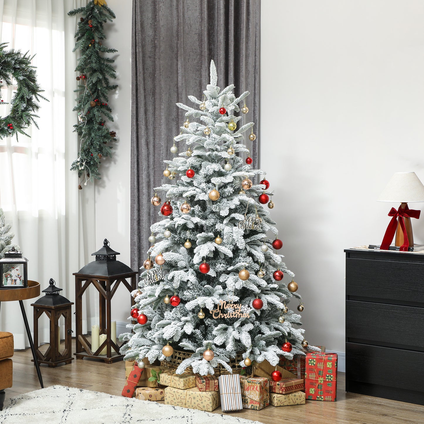 6 ft Artificial Christmas Tree with 1182 Branches, Hinged Xmas Tree