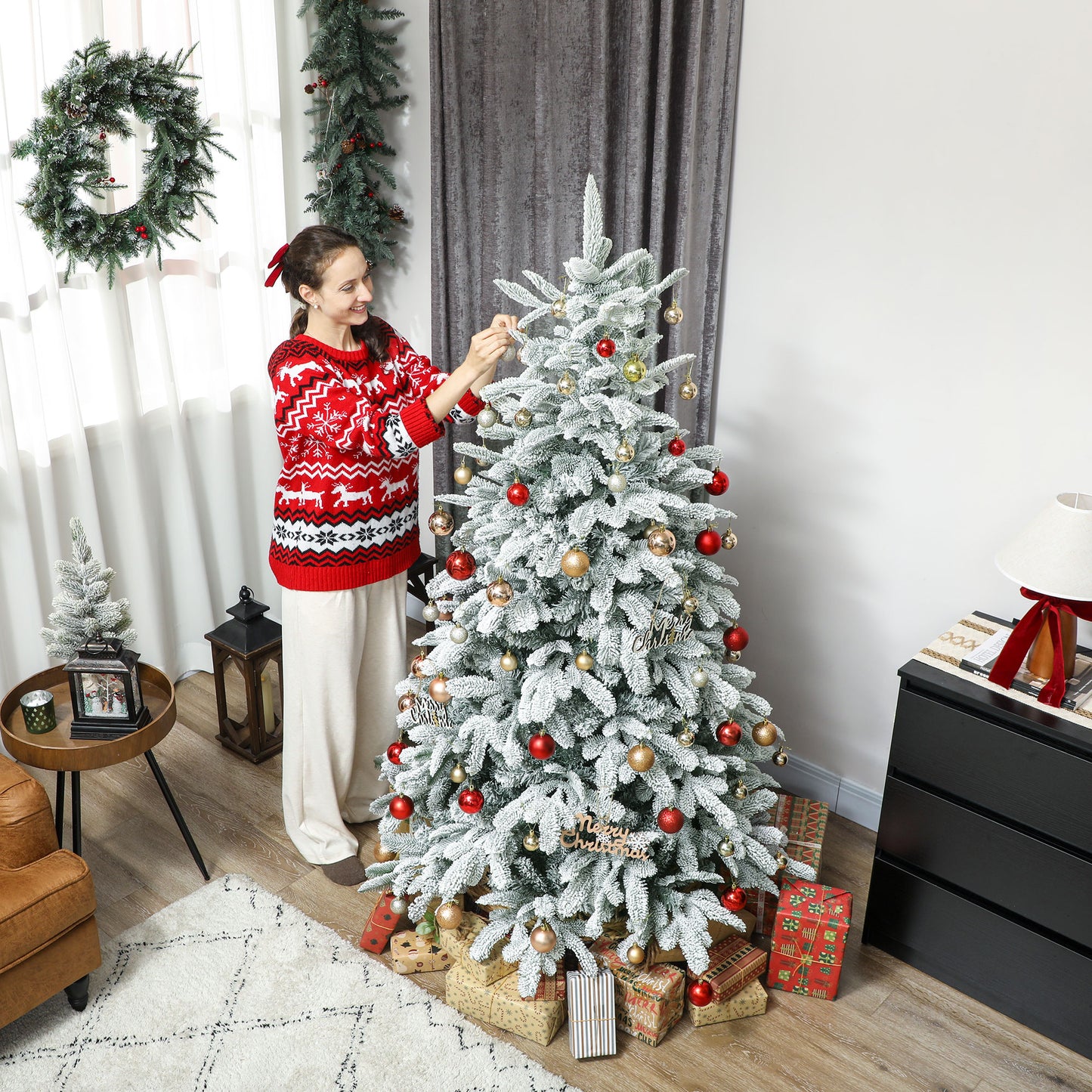 6 ft Artificial Christmas Tree with 1182 Branches, Hinged Xmas Tree