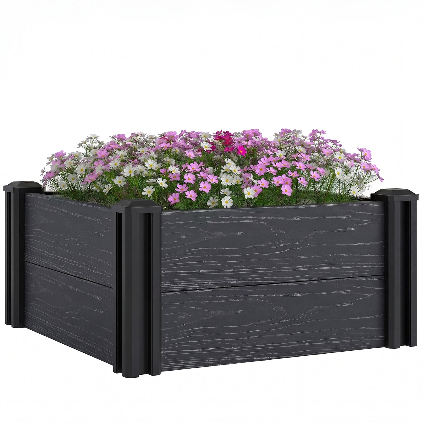 2 x 2 x 1ft Vinyl Raised Garden Bed Kit, Dark Grey