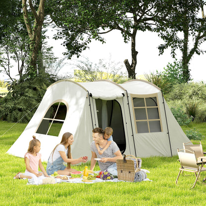 3-4 Man Tunnel Tent with Sewn in Floor, 3000mm Waterproof, Khaki