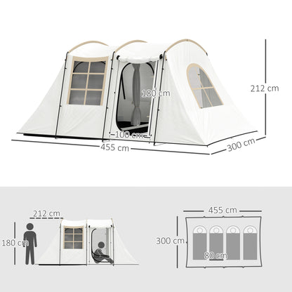 3-4 Man Tunnel Tent with Sewn in Floor, 3000mm Waterproof, Khaki