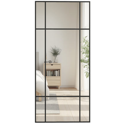 Window Style Vanity Mirror 110 x 50cm Hanging Wall Mirror Black