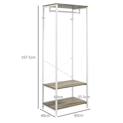 Coat Rack, 2-in-1 Clothes Stand with Shoe Storage for Hallway, Grey