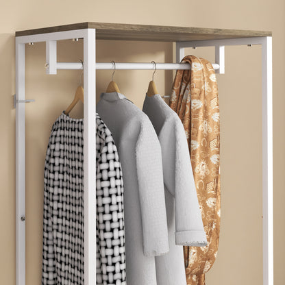 Coat Rack, 2-in-1 Clothes Stand with Shoe Storage for Hallway, Grey