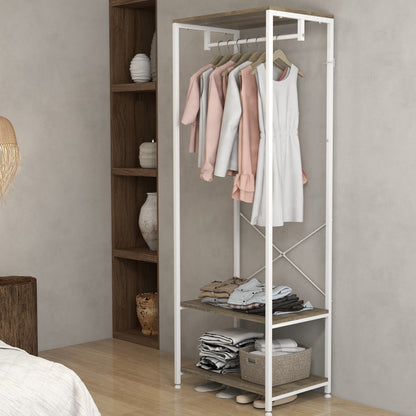 Coat Rack, 2-in-1 Clothes Stand with Shoe Storage for Hallway, Grey